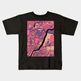 Saskatoon Map Pattern in Purple & Pink Kids T-Shirt